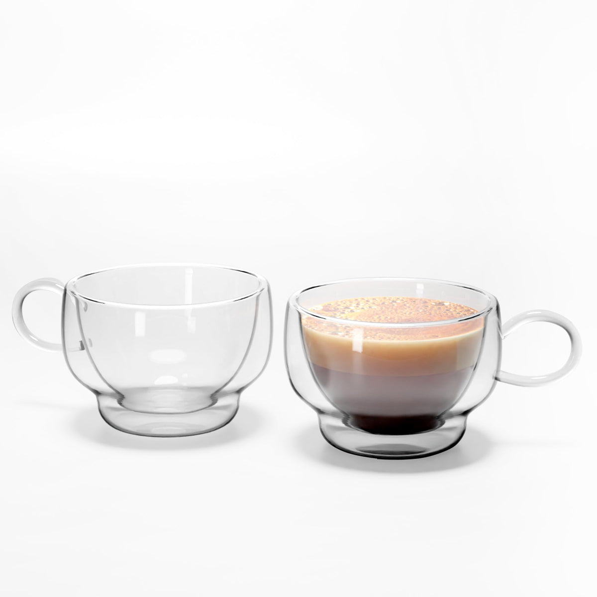 Anko Double Walled Borosilicate Glass Tea Cups Set of 2 | 270ml | Microwave & Dishwasher Safe Coffee Mug & Tea Cup with Handle | Ideal Tea & Coffee Glass Set for Gifting | Everyday Use