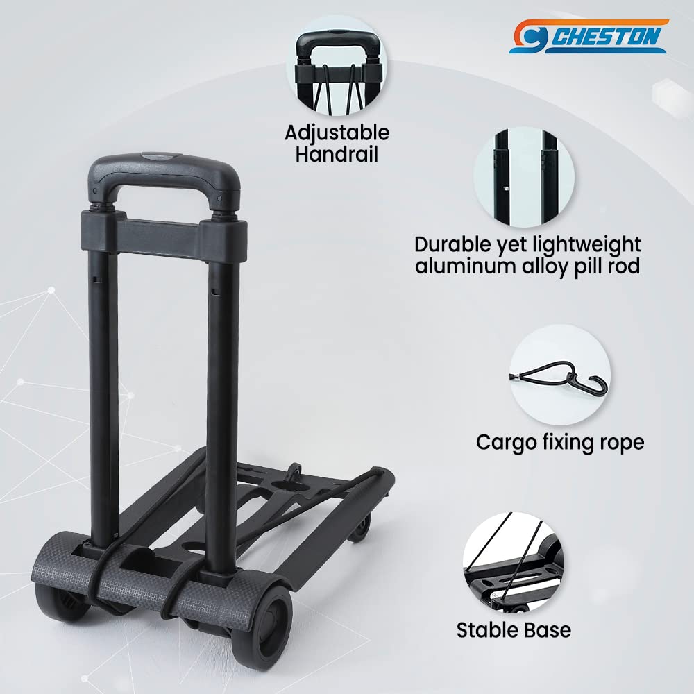 Cheston Folding Hand Trolley Cart With Wheels I Adjustable Pull