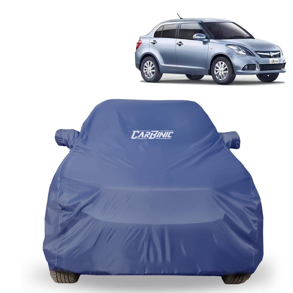 CARBINIC Car Body Cover for Maruti Swift Dzire 2017 | Water Resistant, UV Protection Car Cover | Scratchproof Body Shield | Dustproof All-Weather Cover | Mirror Pocket & Antenna | Car Accessories