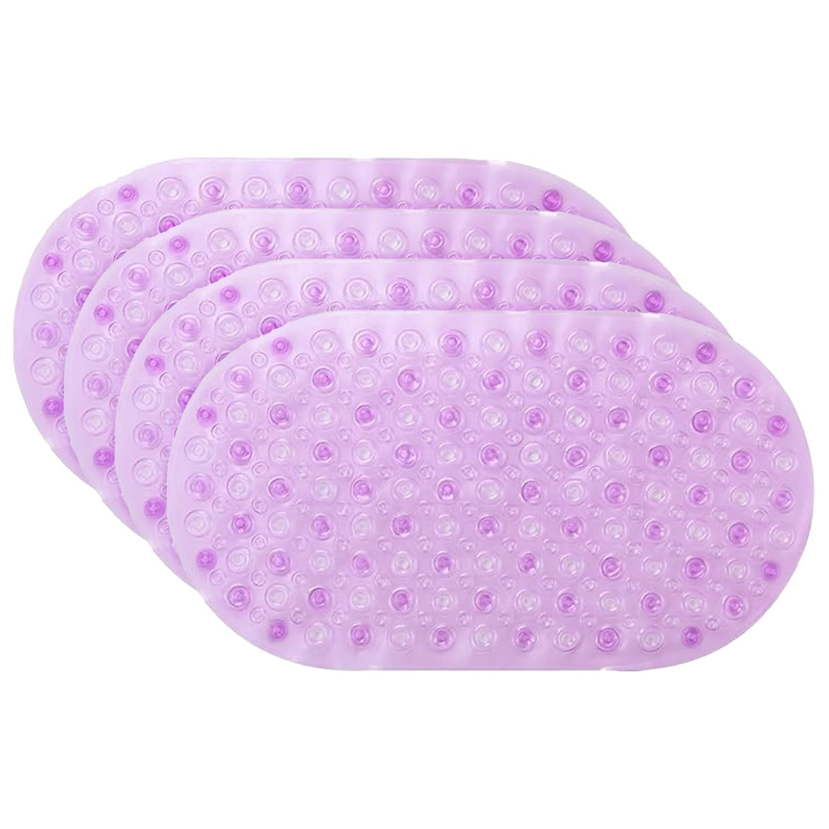 Kuber Industries Bath Mat | PVC Bathroom Mat | Shower Bath Mat | Floor Tub Mat | Bathroom Oval Mud Mat | Anti-Skid Shower Bathroom Mat |Pack of 4| Q-01B | Purple