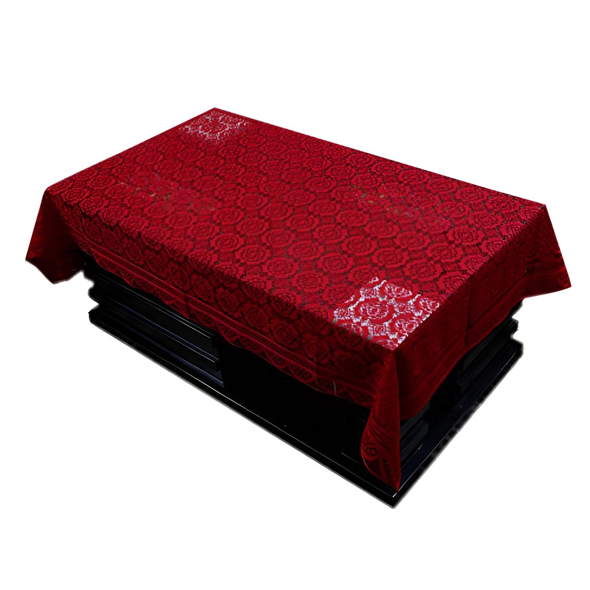 Kuber Industries Cotton Centre Rectangular Table Cover Set (Maroon)