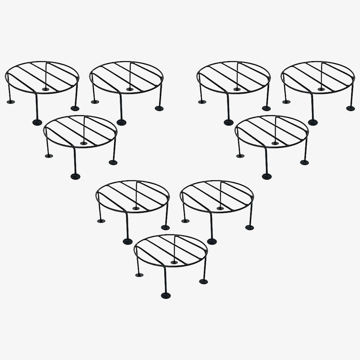 Kuber Industries Metal Pot Stand|Iron Flower Pot Stand for Outdoor Plants|Plant Stand for Balcony,Garden,Office,Set Of 3,(Black) (Pack Of 4)