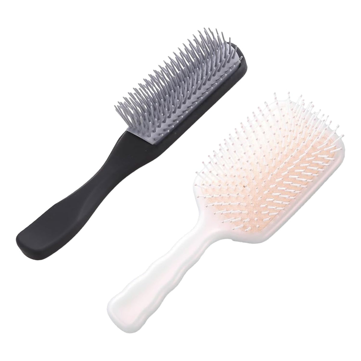 Homestic Hair Brush | Flexible Bristles Brush | Hair Brush with Paddle | Straightens & Detangles Hair Brush | Suitable For All Hair Types | Hair Brush Styling Hair | Set of 2 | Beige & Black