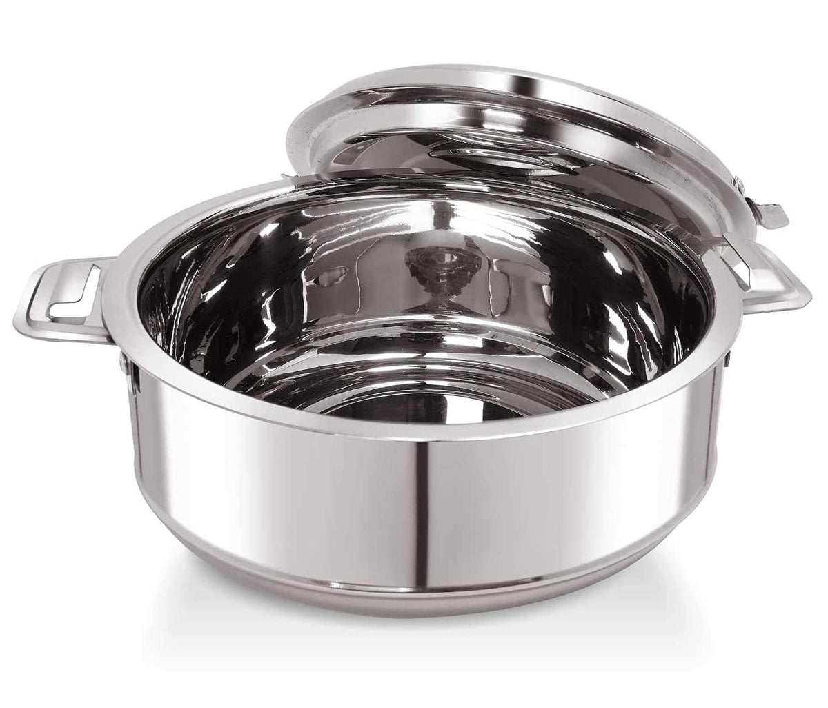 Kuber Industries Stainless Steel Casserole Double Wall Insulated hot Pot for hot Meal, cHapati, Curry, Roti Warm Food Serving with lid & Handle, 3000ml (Silver)