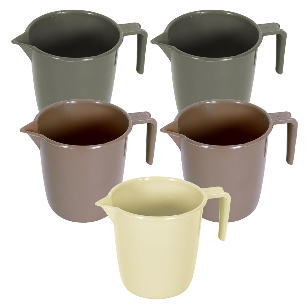 Heart Home Bathroom Mug | Plastic Bath Mug for Bathroom | Bath Mug | Mug for Bathroom | Mug for Toilet | Washroom Jug | 111 Bath Mug | 1 LTR | Pack of 5 | Multi