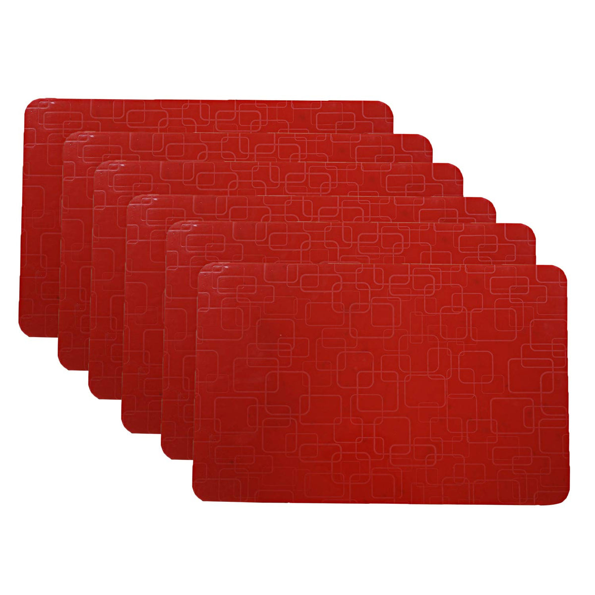 Kuber Industries Checkered Design PVC 6 Pieces Dining Table Placemat Set (Red), CTKTC13707