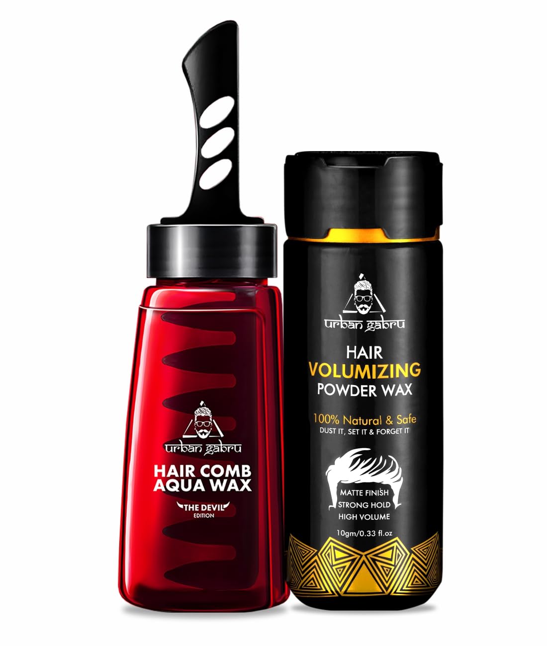 Urbangabru Hair Volumizing Powder Wax (10 Gram) + Hair Comb Aqua Wax (260 ML) - Men's Grooming Combo Kit