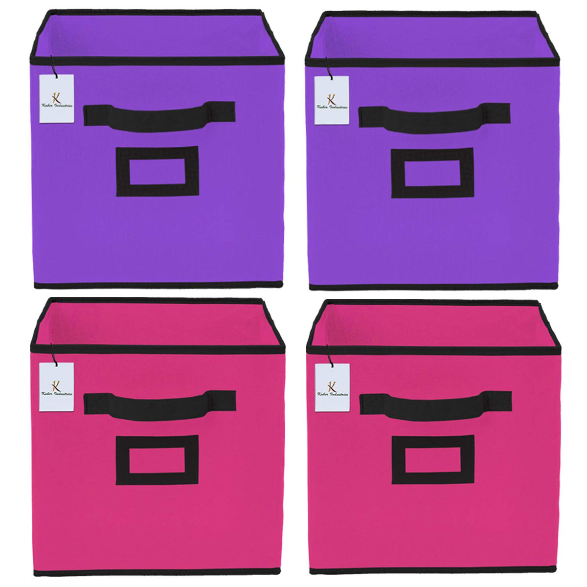 Kuber Industries Non Woven 4 Pieces Small Foldable Storage Organiser Cubes/Boxes (Pink & Purple) - CTKTC035192