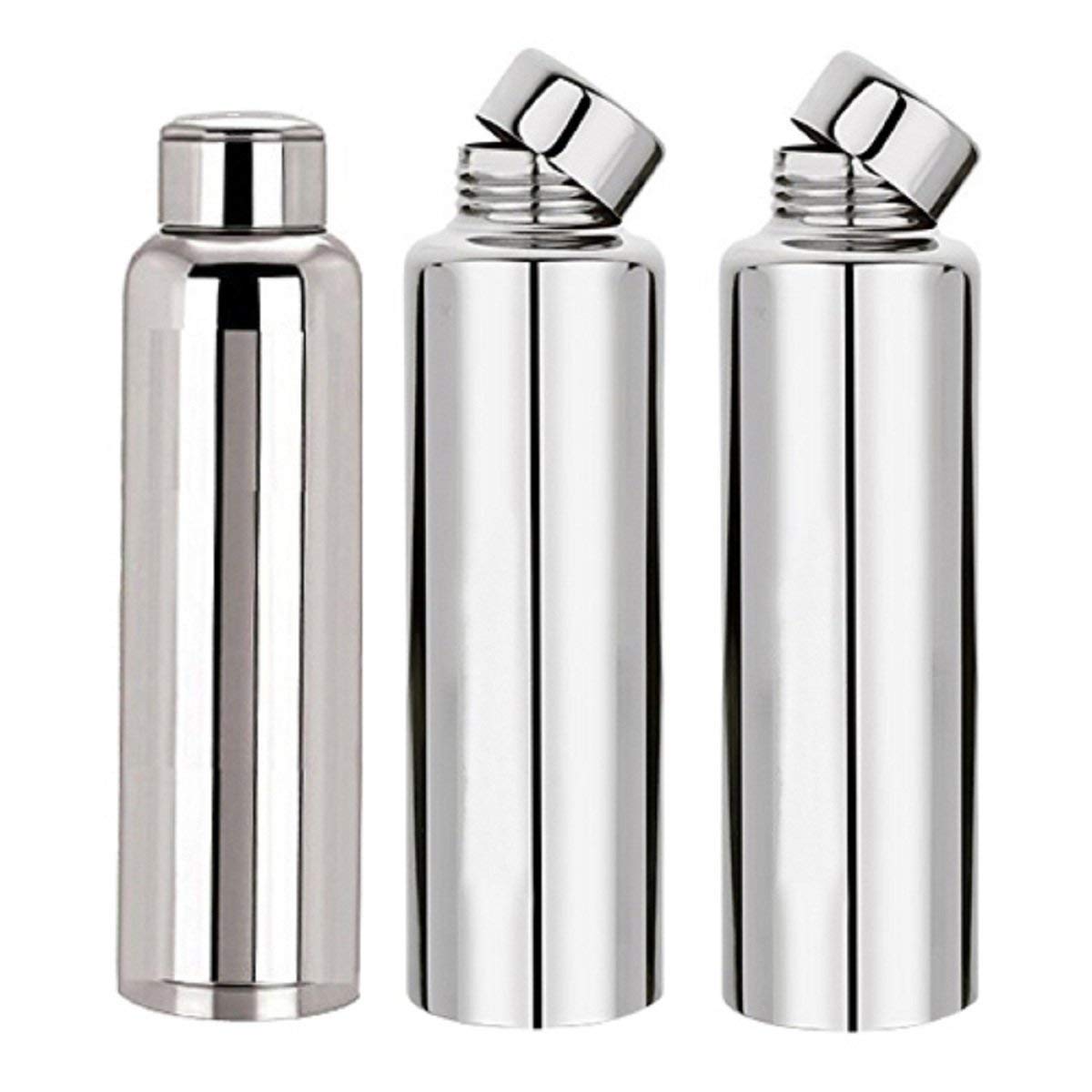 Kuber Industries Stainless Steel Fridge Water Bottle/Refrigerator Bottle/Thunder (1000 ML)-Kitchenware Set of 3 Pcs (Code-BT19), Silver, Standard (FRGBOTTLE19)