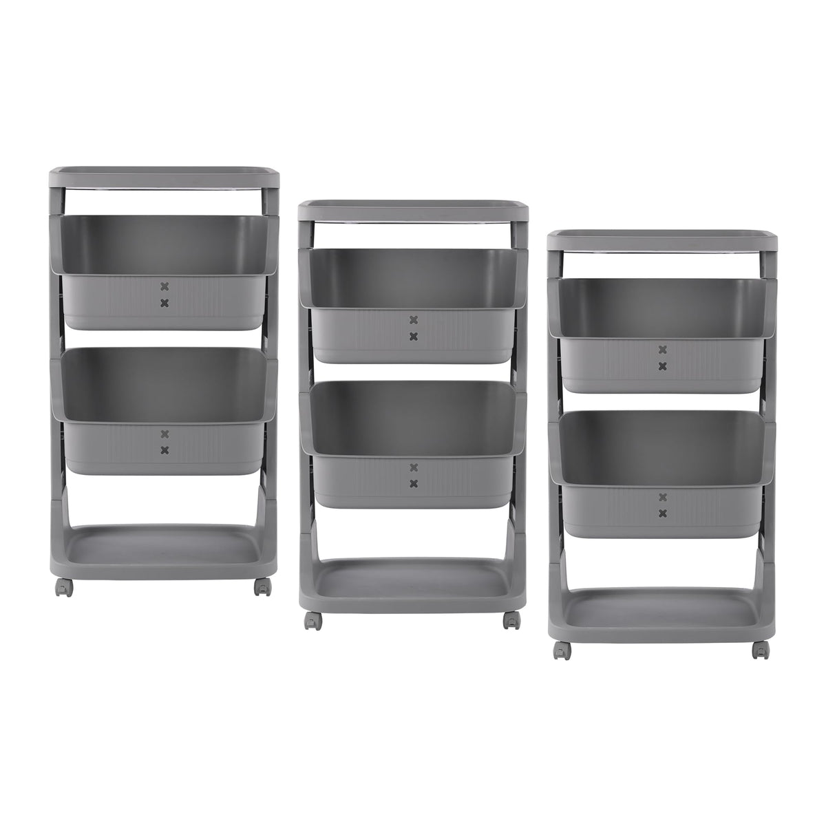 Kuber Industries Pack of 3 Adjustable Storage 2 Tier Shelf | Rolling Shelf | Multipurpose | Book, Kitchen, Laundry Storage Rack| MC2018-36| Grey