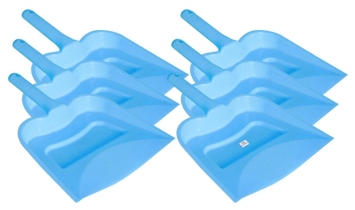 Heart Home 12" Plastic Dustpan, Pack of 6 (Blue)