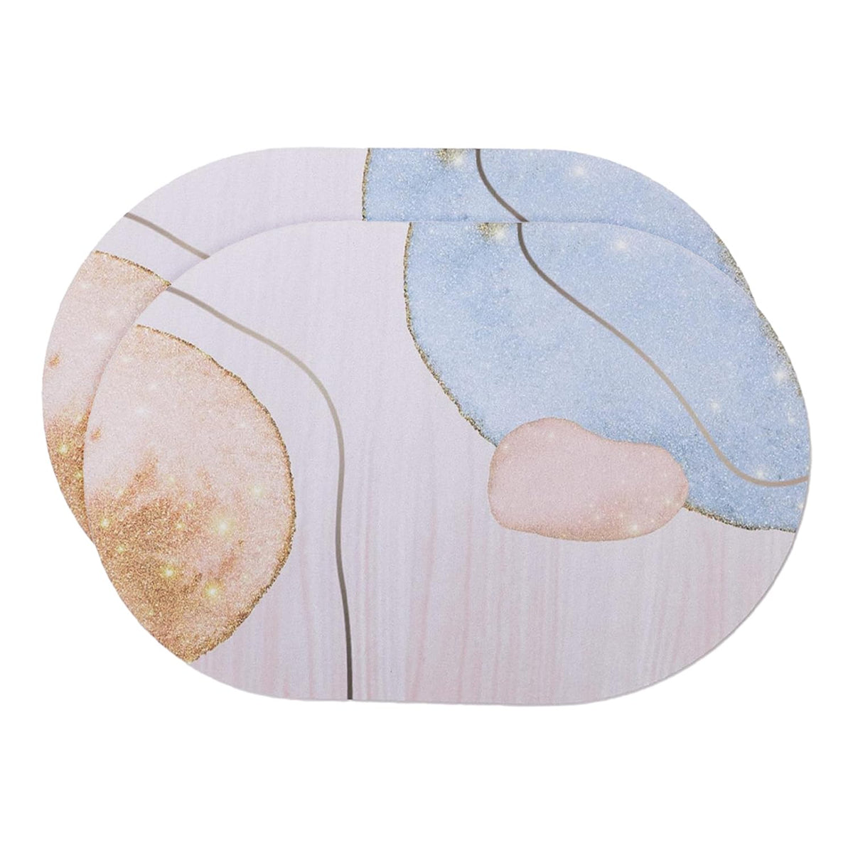 Kuber Industries Bath Mat | PVC Bathroom Mat | Shower Bath Mat | Floor Tub Mat | Diatom Mud Oval Mat | Anti-Skid Shower Bathroom Mat | CF-220813 |Pack of 2| Multi