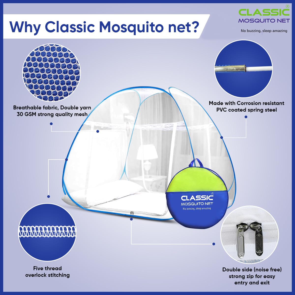 Classic Mosquito Net - Easy to fold and travel
