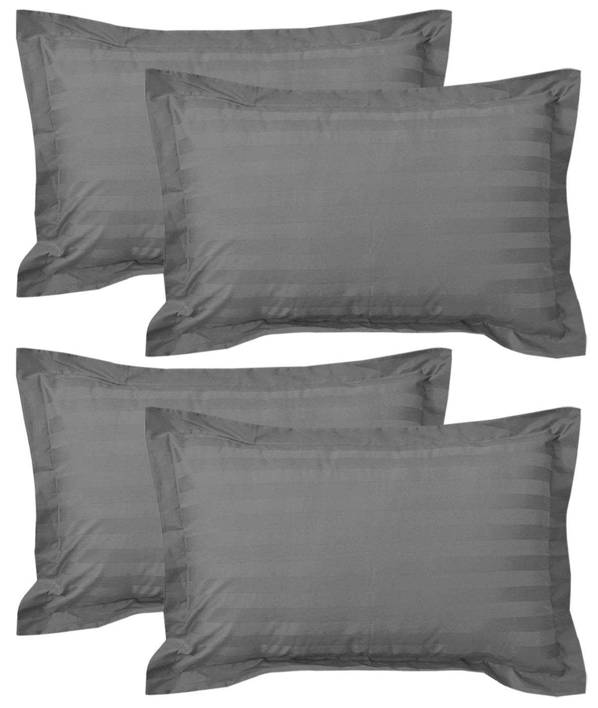 Kuber Industries Luxurious Satin Striped Pillow Cover|Premium Cotton Fabric|Size 67 x 42.5 CM, Pack of 4 (Grey), 200 TC