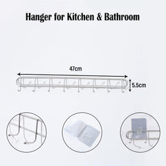 Kuber Industries Wall Hanger | Hooks Rack Organizer | Hanger for Kitchen & Bathroom | Door Hook Hanger | Hanger Clothes Organizer | Stainless Steel Wardrobe Hanger | JPJ048 | Silver