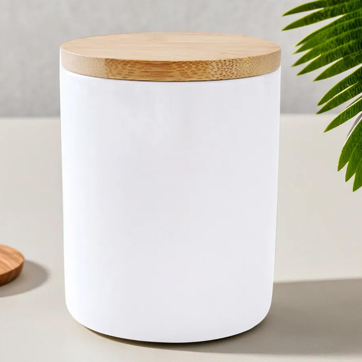 UMAI Ceramic Jar Kitchen Storage With Bamboo Lid | Kitchen Accessories Items | Airtight Kitchen Container For Storage | Multipurpose Jar For Pickle Dry Fruits Nuts | White | 400ML | BPA Free