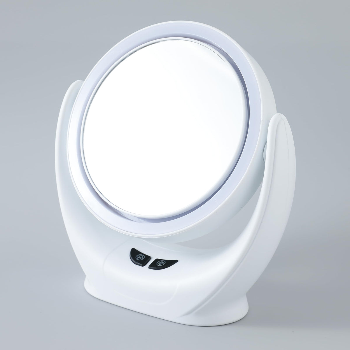 Kuber Industries Industires Foldable Makeup Mirror with LED Light|Mirror for Table Top, Vanity, Desk|Battery Operated & USB Port(White) (Pack of 2)