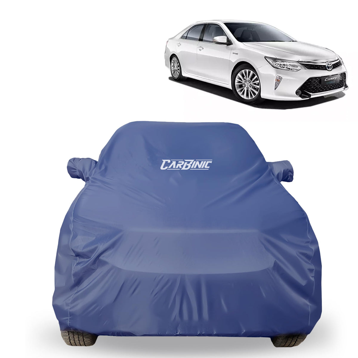 CARBINIC Car Body Cover for Toyota Camry 2017 | Water Resistant, UV Protection Car Cover | Scratchproof Body Shield | Dustproof All-Weather Cover | Mirror Pocket & Antenna | Car Accessories, Blue Red