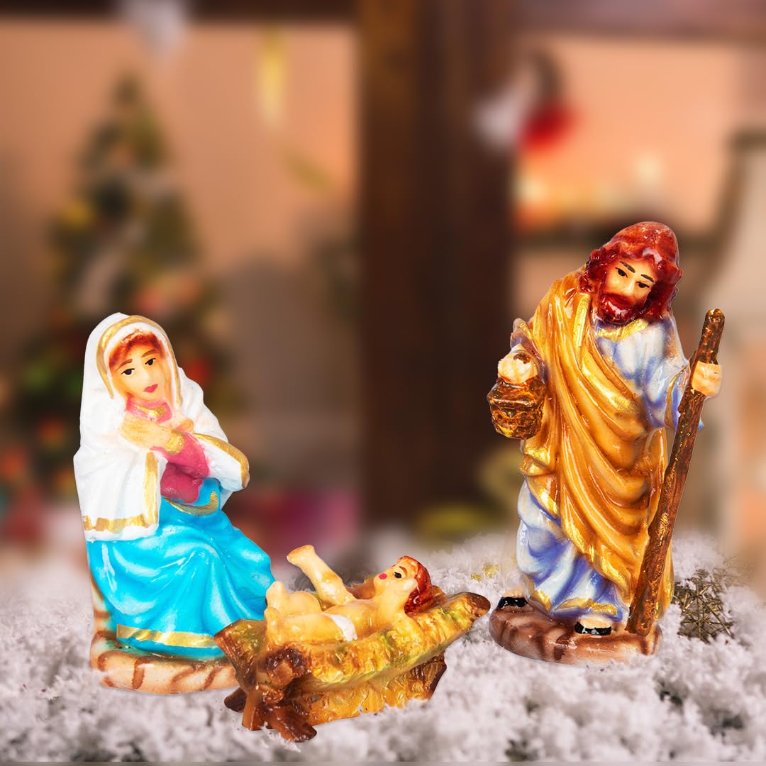 Gleevers Resin Christmas Crib Set statues (5 inch, Pack of 3) Christmas Nativity Set for Christmas decorations | Crib Set for Christmas, Christmas Decor, Nativity Set Christmas