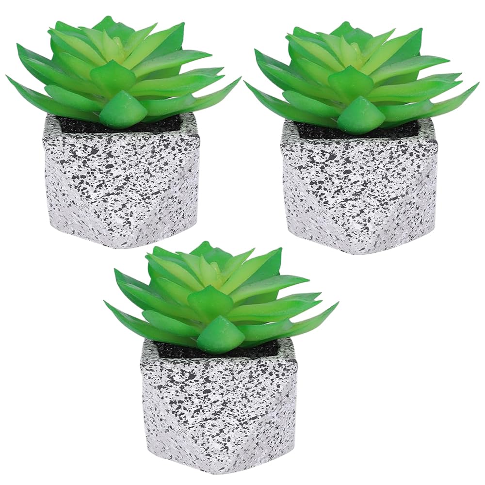 Kuber Industries Artificial Plants for Home D?cor|Natural Looking Indoor Fake Plants with Pot|Artificial Flowers for Decoration-Pack of 3 (Green)