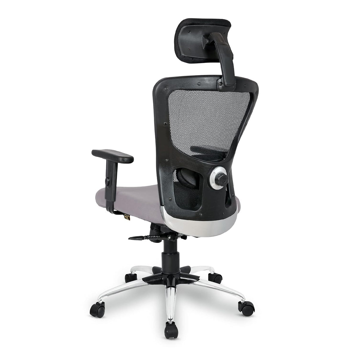 Kuber Industries Ergonomic Office Chairs for Work from Home | Comes with Manual Height Adjustable Armrest, Headrest & 2D Lumbar Support | Comfy Study Chair for Students with Wheels | Black