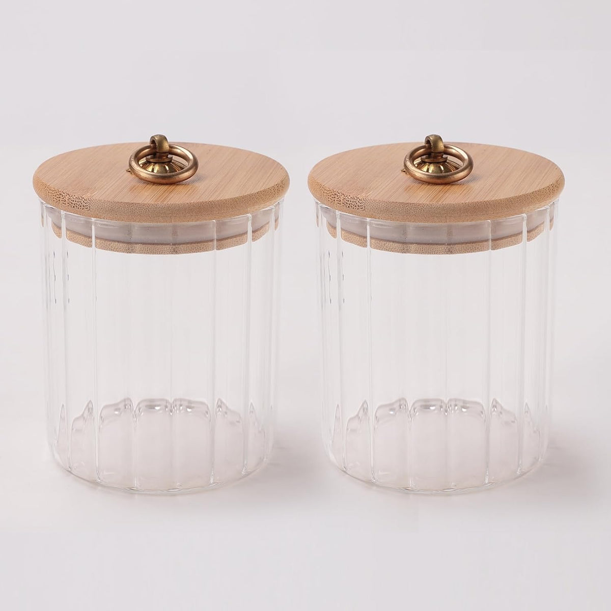 Urbane Home Borosilicate Glass Jar with Bamboo Lid | Kitchen Organizer Items & Storage | Multi-utility, Leakproof, Airtight Storage Jar for Cookies, Snacks, Tea, Coffee, Sugar | Set of 2 (530ml)