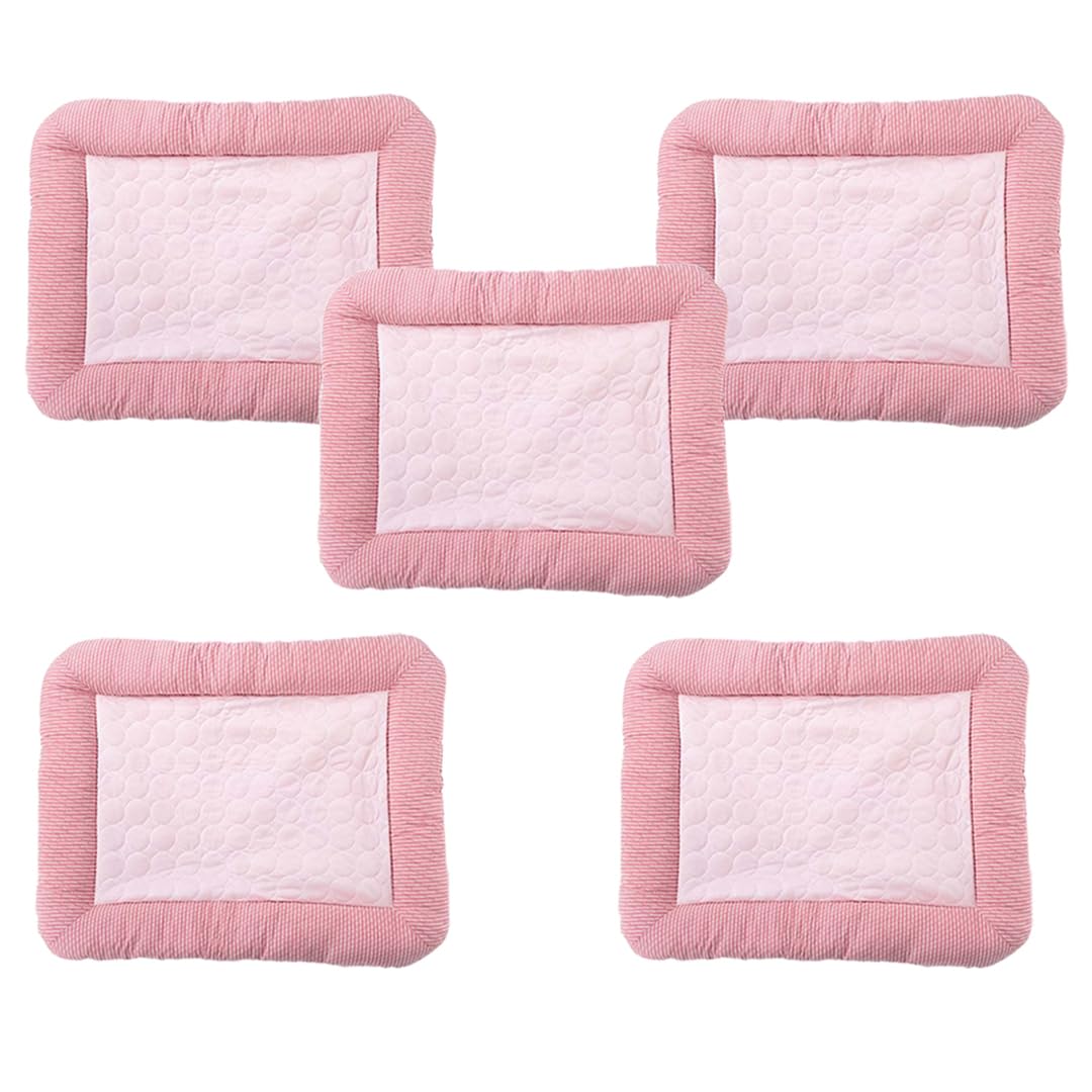 Kuber Industries Rectangular Dog & Cat Bed|Yarn Dyed Oxford Cloth|Nylon and Polyester with Cotton Filling|Self-Cooling Bed for Dog & Cat|Small Light-Weight & Durable Dog Bed|ZQCJ005P-M|Pack of 5|Pink