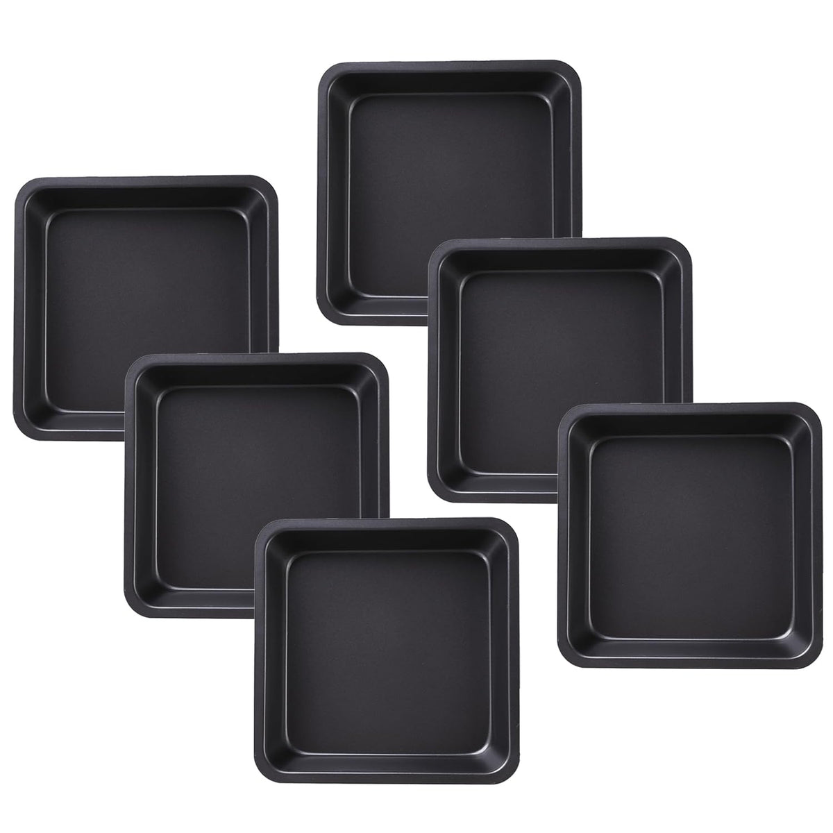 Kuber Industries Square Bakeware Cake Pan|Large Cake/Bread Mould-Pack of 6 (Black)