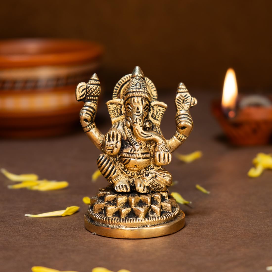 Ekhasa 100% Pure Brass Ganesh Wall Hanging Bell for Home Decor | Main Door Hanging Decorative Items | Wall Hanging Ganesha Bell for Pooja Room | Vinayagar Wall Hanging Bell for Decoration