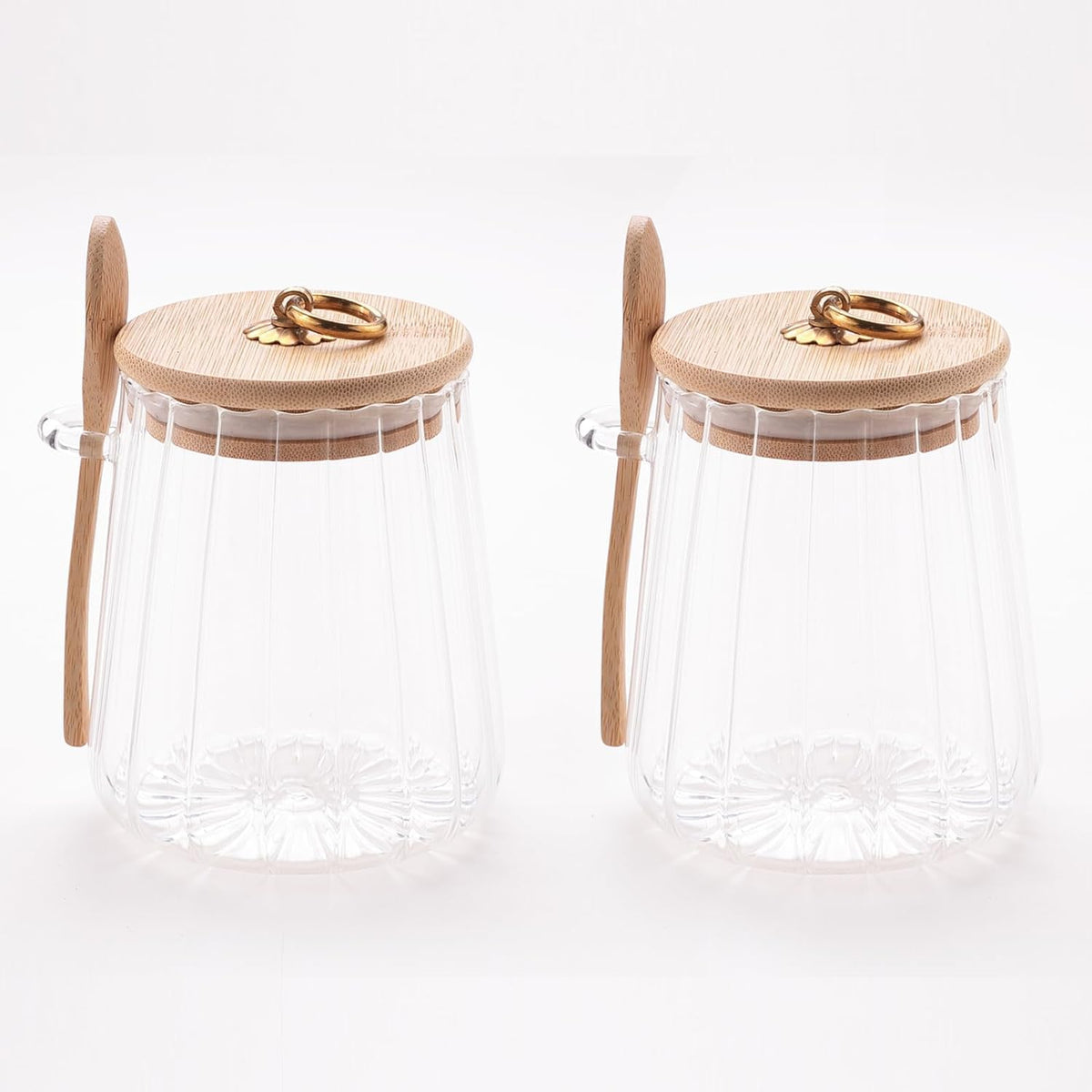 Homestic Borosilicate Glass Jar with Bamboo Lid | Kitchen Organizer Items & Storage | Multi-utility, Leakproof, Airtight Storage Jar for Cookies, Snacks, Tea, Coffee, Sugar | Set of 2 (635ml)