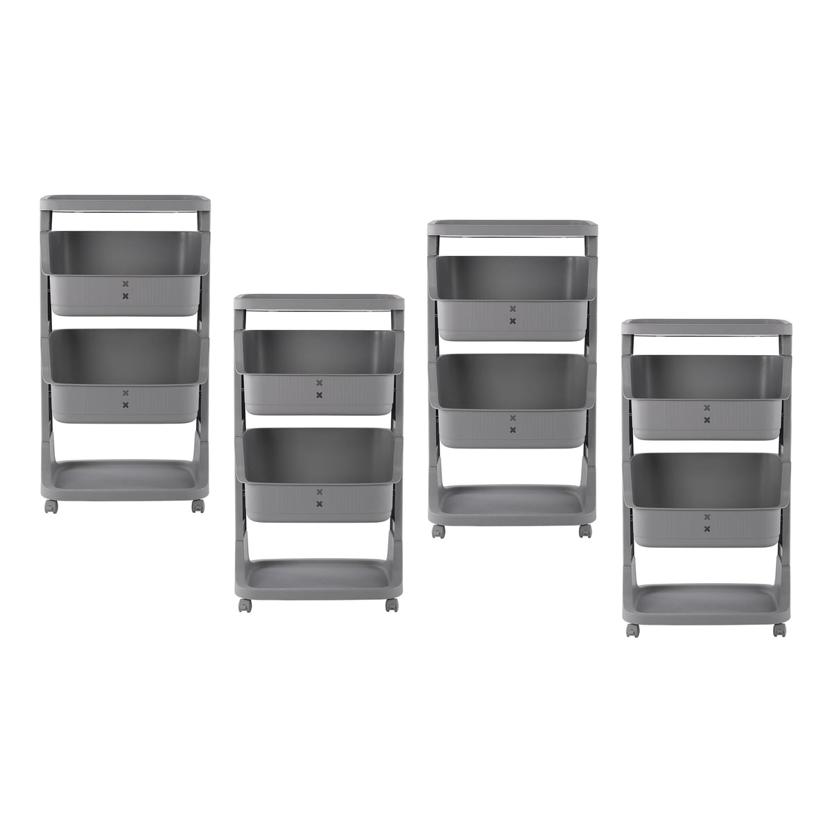 Kuber Industries Pack of 4 Adjustable Storage 2 Tier Shelf | Rolling Shelf | Multipurpose | Book, Kitchen, Laundry Storage Rack| MC2018-36| Grey