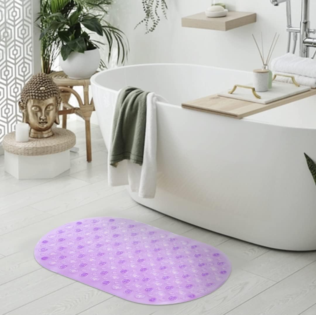 SAVYA HOME Pack of 2 Nonslip Soft Rubber Bath Mat, Rain Mat for Bathtub and Shower, Anti Slip, Anti Bacterial, Machine Washable PVC Bath Mat for Bathroom | 65 x 36 cm | Purple