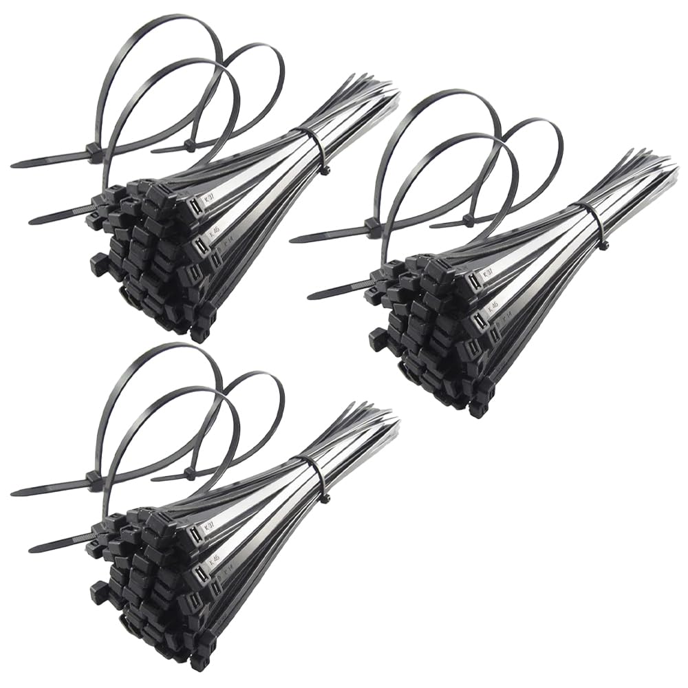 Kuber Industries Self Locking Cable Ties (200 mm x 3.6 mm - Pack of 300 Pcs) Black