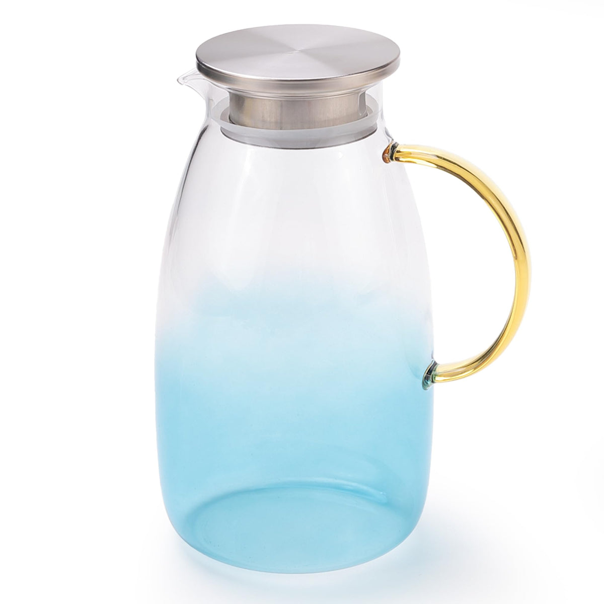 The Better Home Zest Borosilicate Glass Water Jug with Airtight Lid | Glass Jar for Water with Handle | Glass Jug for Water | Water Jug Glass | Detox Water Jar | Milk Jug (Blue) (2 L, Blue)