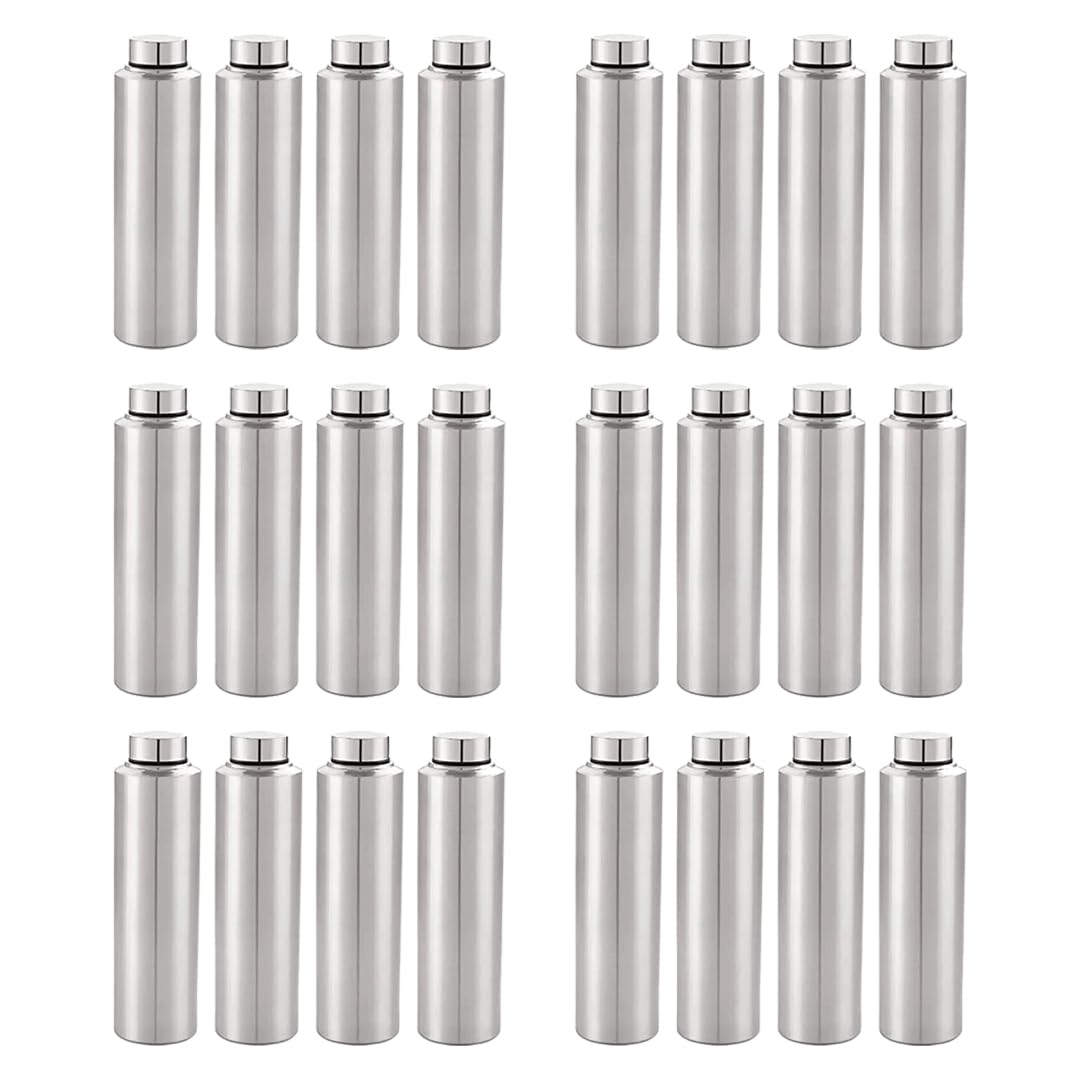 Kuber Industries Pack of 6 Stainless Steel Water Bottle | 1 Litre Steel Water Bottles | 24 Pieces Water Bottle For Fridge | Cold Water Bottle | Water Bottle for School-Collage-Office-Travel | Silver