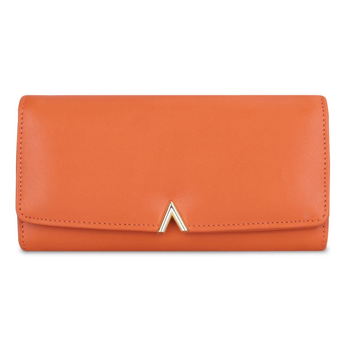 THE CLOWNFISH FashionFinesse Collection Faux Leather Bi-Fold Womens Wallet Clutch Ladies Purse with Multiple Card Slots (Orange)