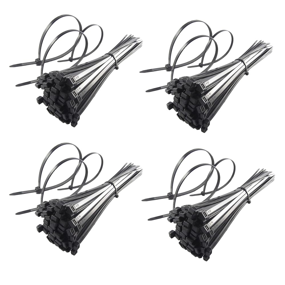 Kuber Industries Self Locking Cable Ties (250 mm x 3.6 mm - Pack of 400 Pcs) Black