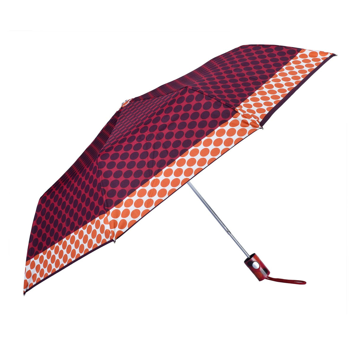 THE CLOWNFISH Umbrella 3 Fold Auto Open Waterproof Pongee Double Coated Silver Lined Umbrellas For Men and Women (Printed Design- Red)