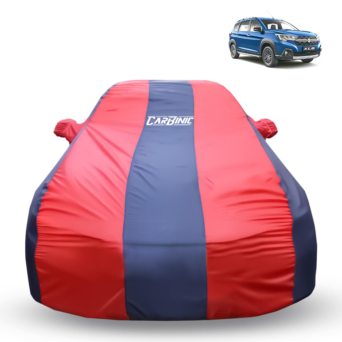 CARBINIC Car Body Cover for Maruti Suzuki XL6 2019 | Water Resistant, UV Protection Car Cover | Scratchproof Body Shield | Dustproof All-Weather | Mirror Pocket & Antenna | Car Accessories, Blue Red