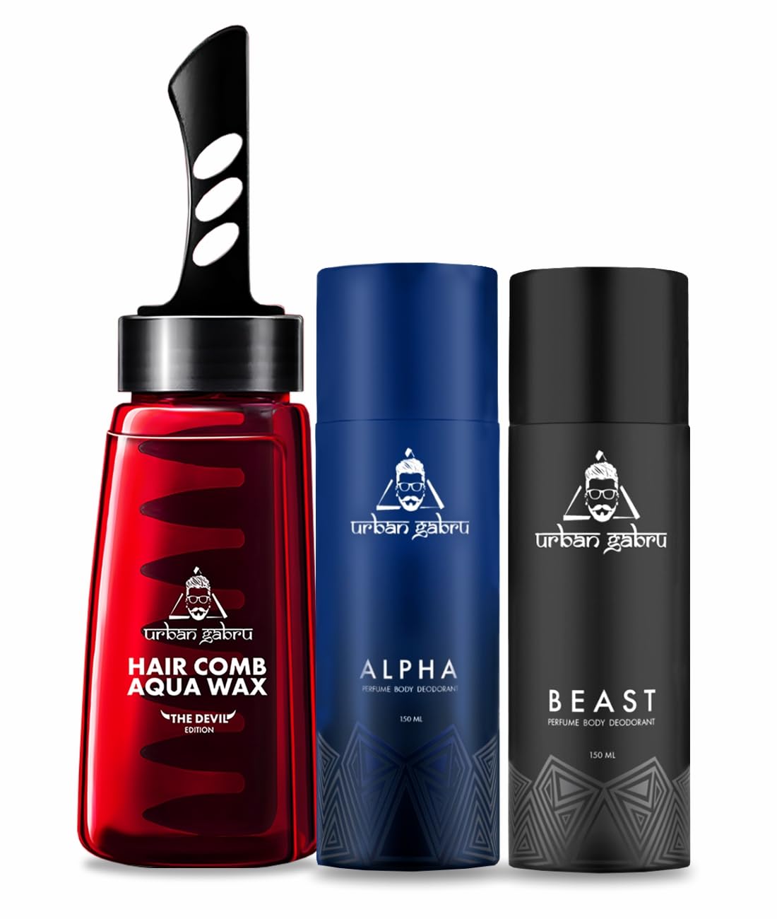 UrbanGabru Aqua Hair Wax | 2-in-1 Men Hair Styling Wax | Strong Hold Wet look & Shiny finish all day (Aqua Wax & Deo)