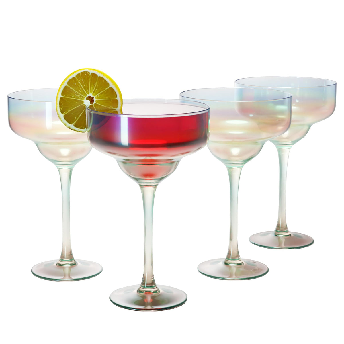 Set of 4: Iridescent Champagne Coupe Glasses - Elegant Design | Bar Accessory | 270ml | Crystal