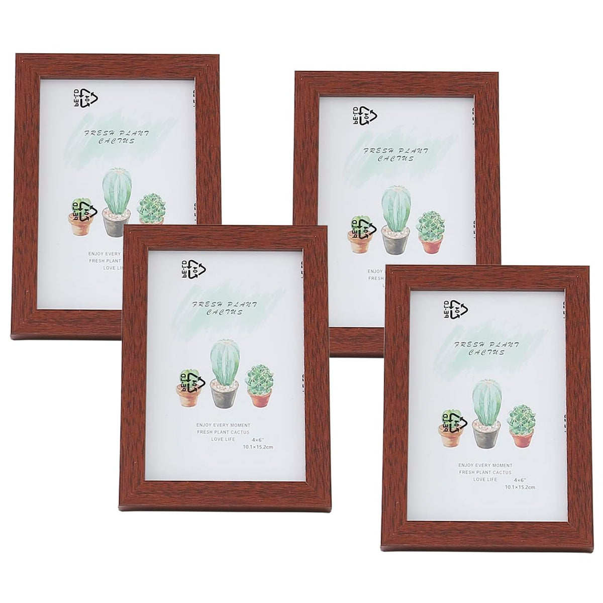 Kuber Industries Photo Frame For Home D?cor|Use Horizontal & Vertical|Crystal Clear Glass|Perfect For Home, Office And Shop "11.6x16.7CM"-Pack of 4 (Brown)