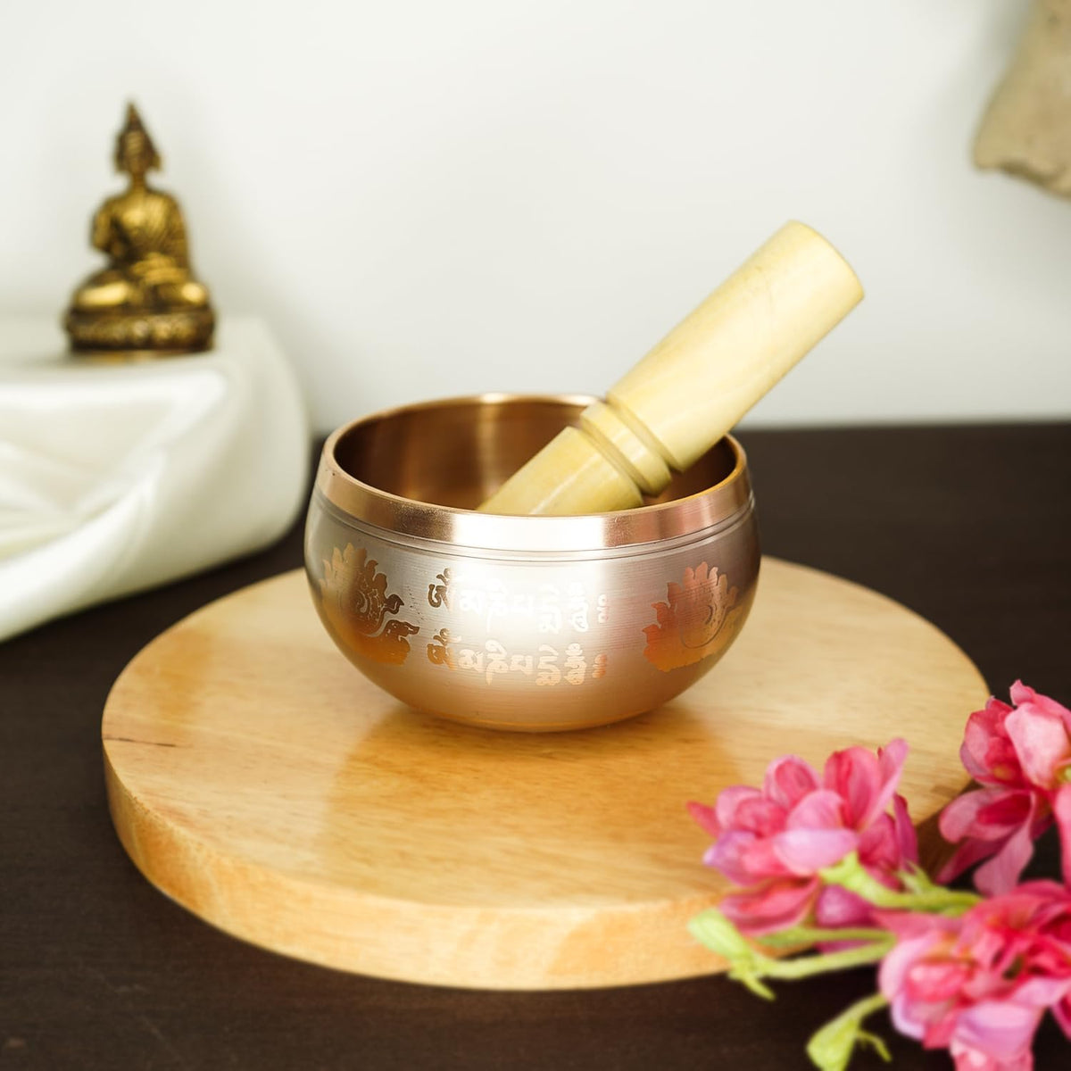 Ekhasa 100% Pure Bronze Handmade Tibetan Meditation Singing Bowl (3.5 inch) | Authentic Sound Bowl Meditation Set for Deep OM Sound | Tibetan Sound Healing Bowls are Perfect Spiritual, Yoga Gifts