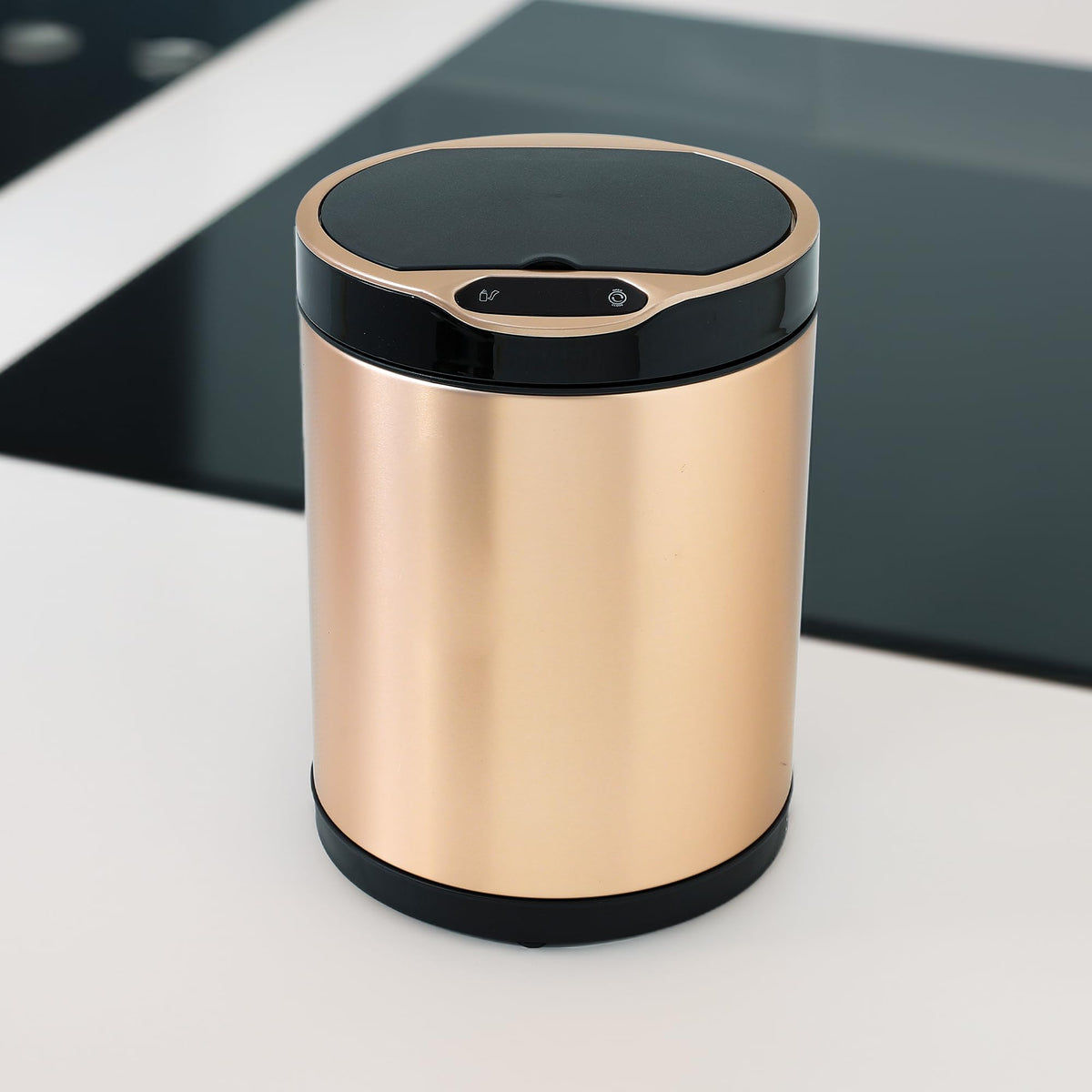 UMAI Round Stainless Steel Dustbin | 8L | Dustbin With Lid | Automatic Dustbin With Inner Bucket | Dustbin For Kitchen | Dustbin For Bathroom | Dustbin For Bedroom | Dustbin For Home & Office | Gold