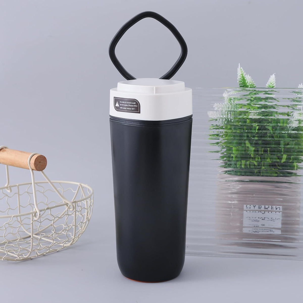 Kuber Industries Pack of 6 Anti-Fall Insulated Coffee Tumbler with Suction Bottom | Leak-Proof Stainless Steel Tumbler | Coffee Tumbler with Lid and Handle | 480 ML | Black