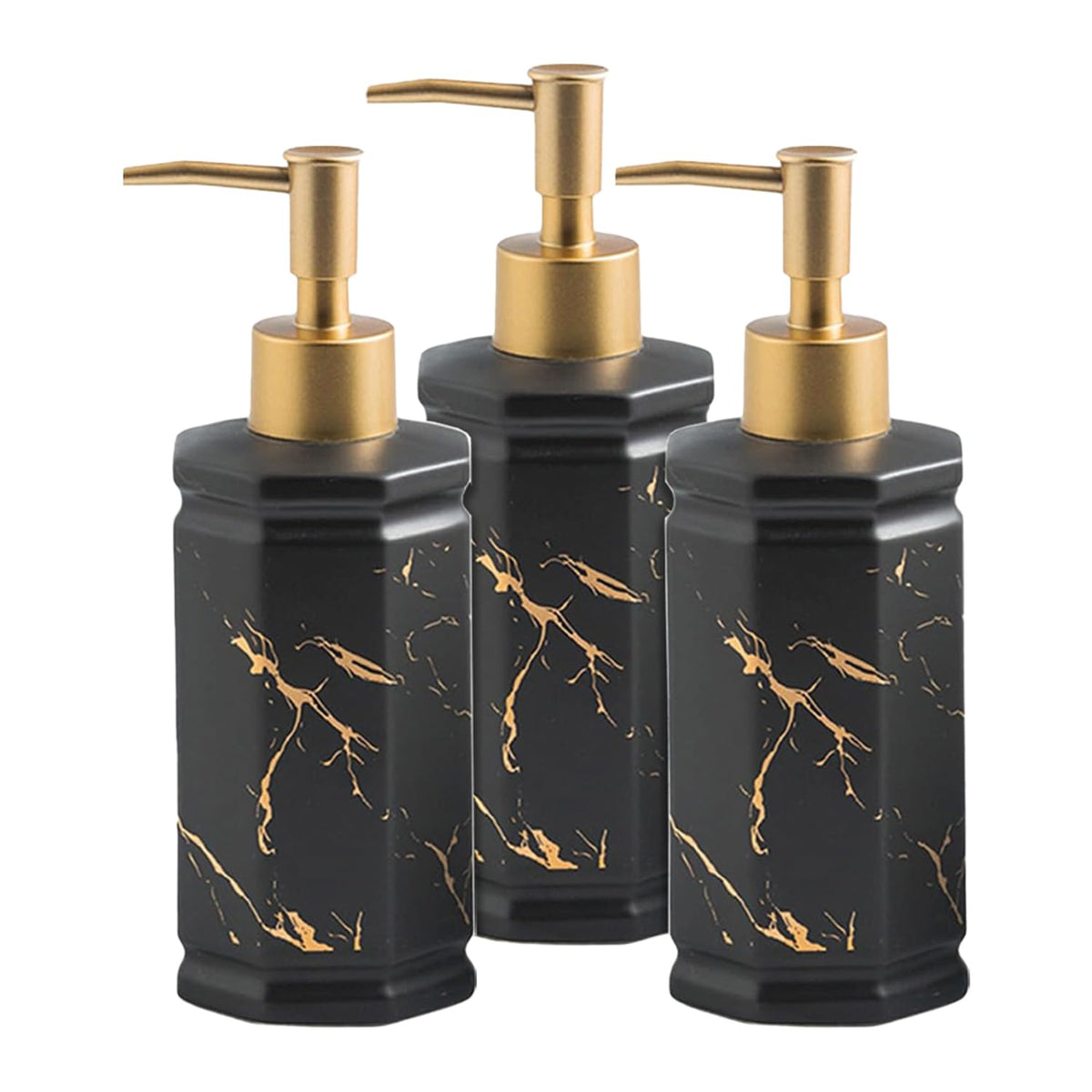 Kuber Industries Liquid Soap Dispenser | Handwash Soap Dispenser | Soap Dispenser for Wash Basin | Shampoo Dispenser Bottle | Bathroom Dispenser Bottle | 15 Piece | Pack of 5 | 350 ml | Black