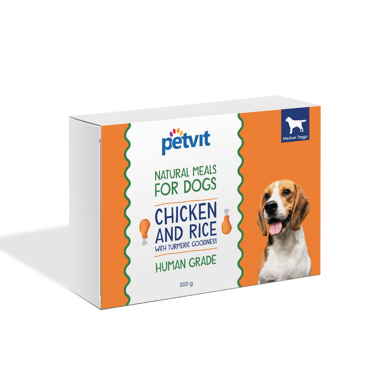 Petvit Chicken Rice Dog Food with Real Chicken Meat, Supports Joint and Bone Health, Enhanced with Antioxidant-Rich Turmeric - Healthy and Nutritional Pet Food | Pack of 1 (200g Each)