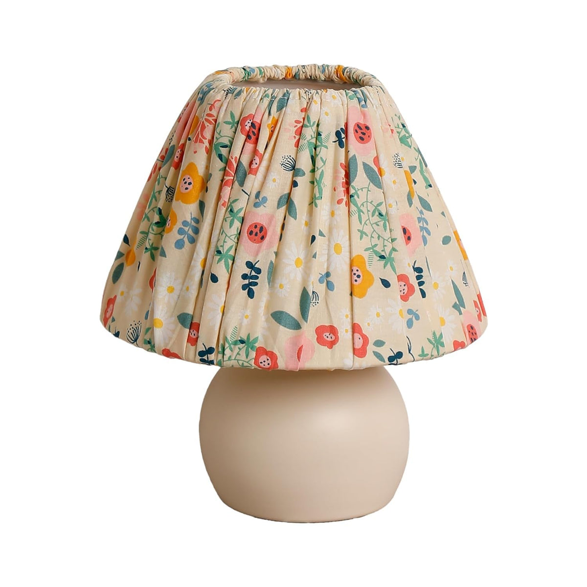 Ekhasa Ceramic Dimmable Bedside Lamp | Table Lamps for Home Decoration with Fabric Shade | Ceramic Base Side Table Lamp for Living Room | Bed Side Lamp | Aesthetic Night Bed Lamps for Bedroom