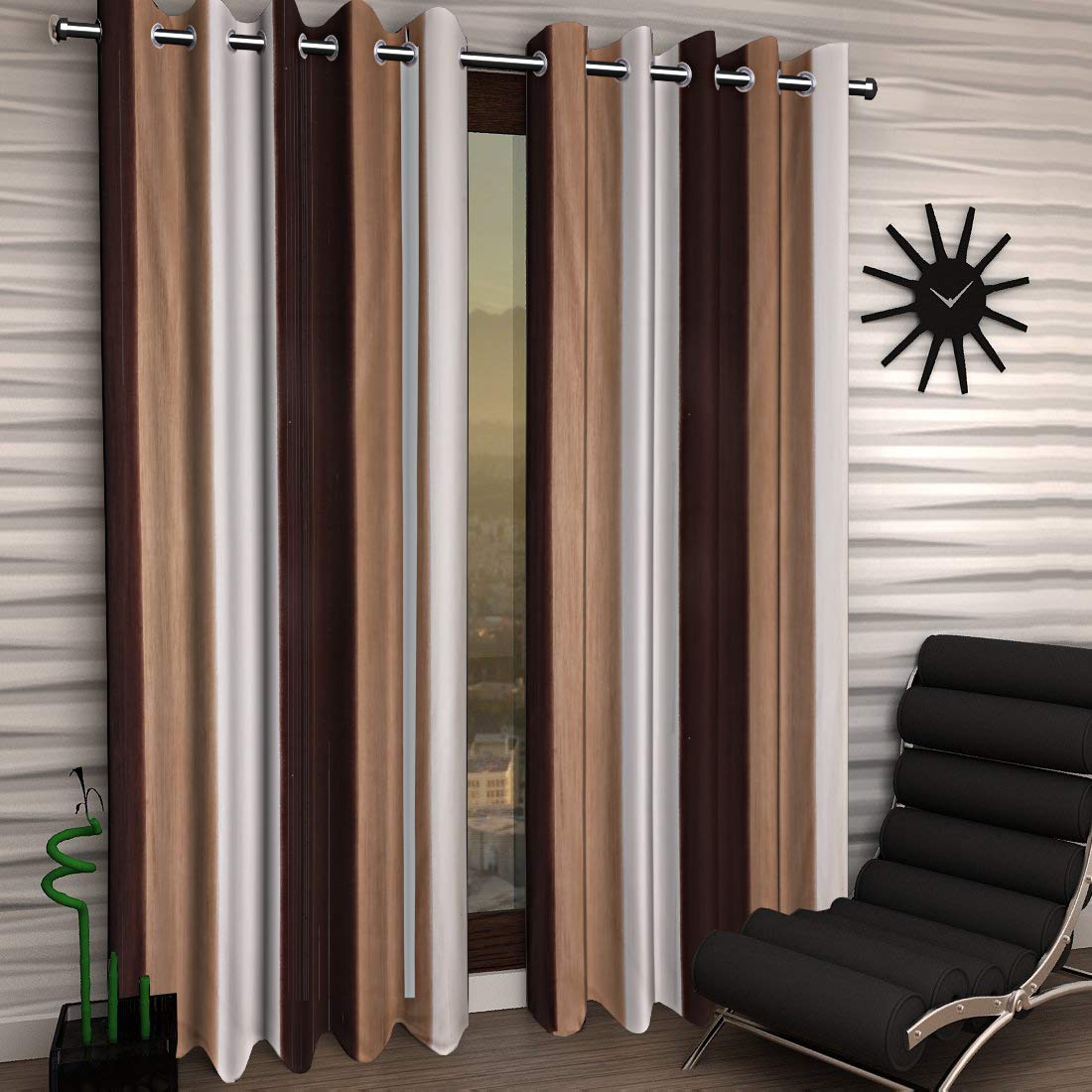 Kuber Industries 1 Piece Polyester 7 Feet Eyelet Door Curtain (Brown) -CTKTC13015