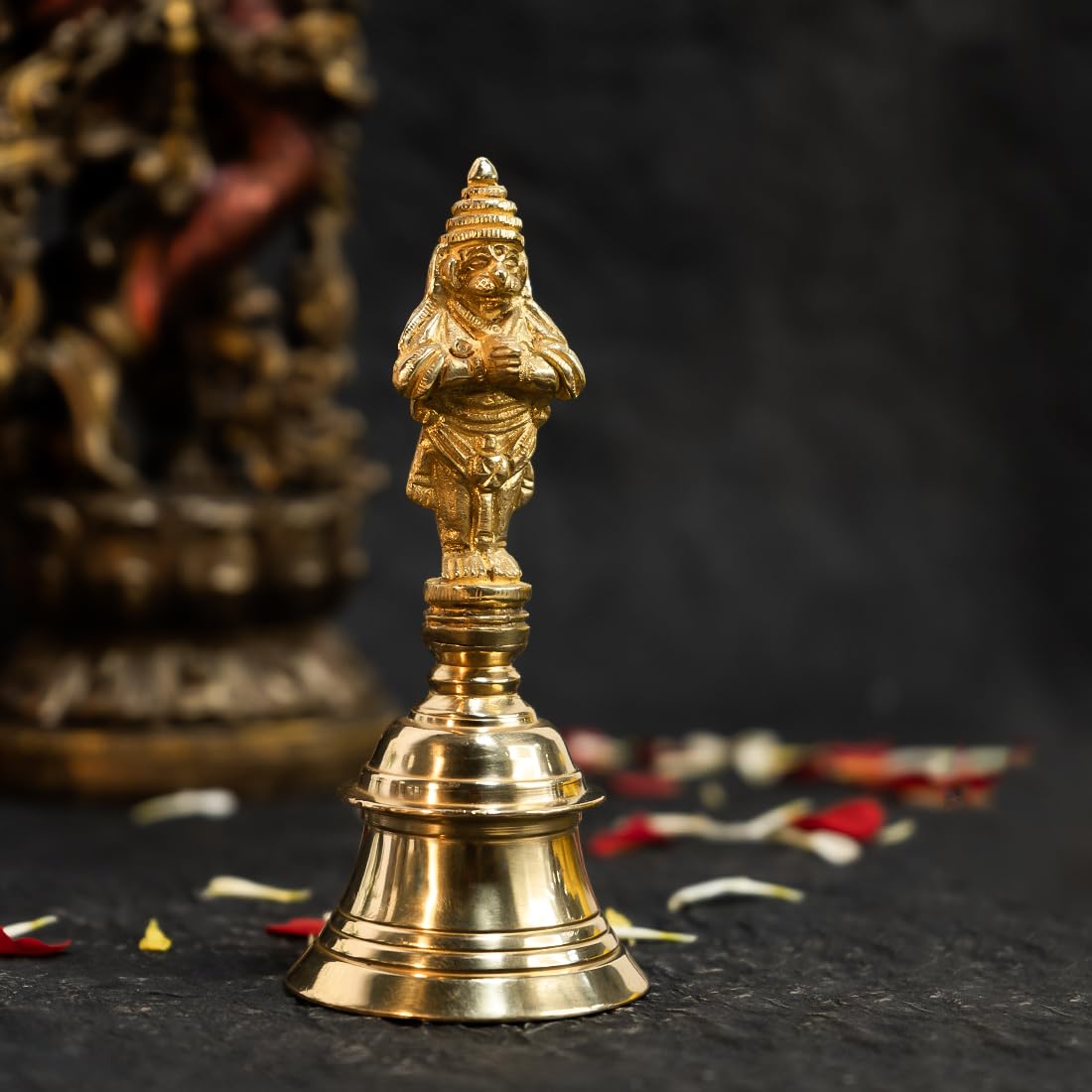 Ekhasa 100% Pure Brass Ghanti for Pooja (Size: 12.5 cm, 5 inch) | Puja Ghanti for Mandir | Pooja Bells for Home Temple | Hanuman Ji Mandir Bell | Standard Pooja Ghanti size for Home and Office